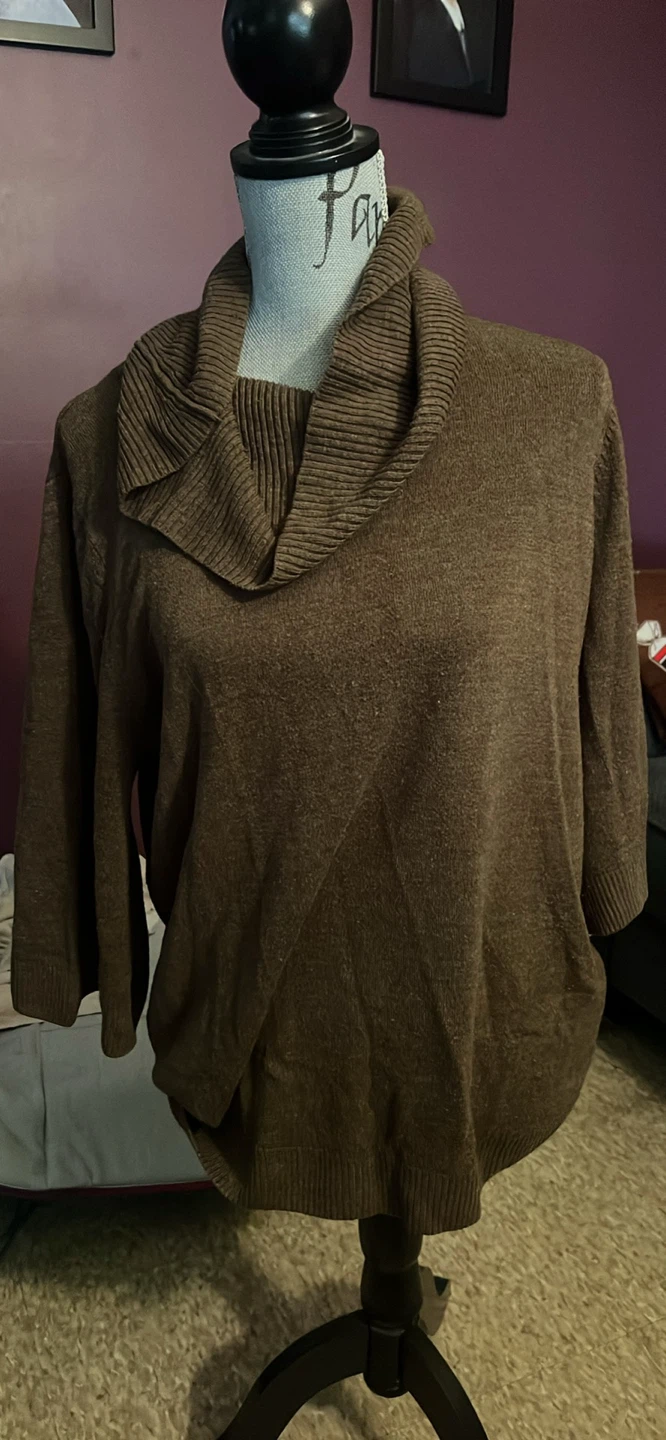 Brown Cowl Neck Sweater