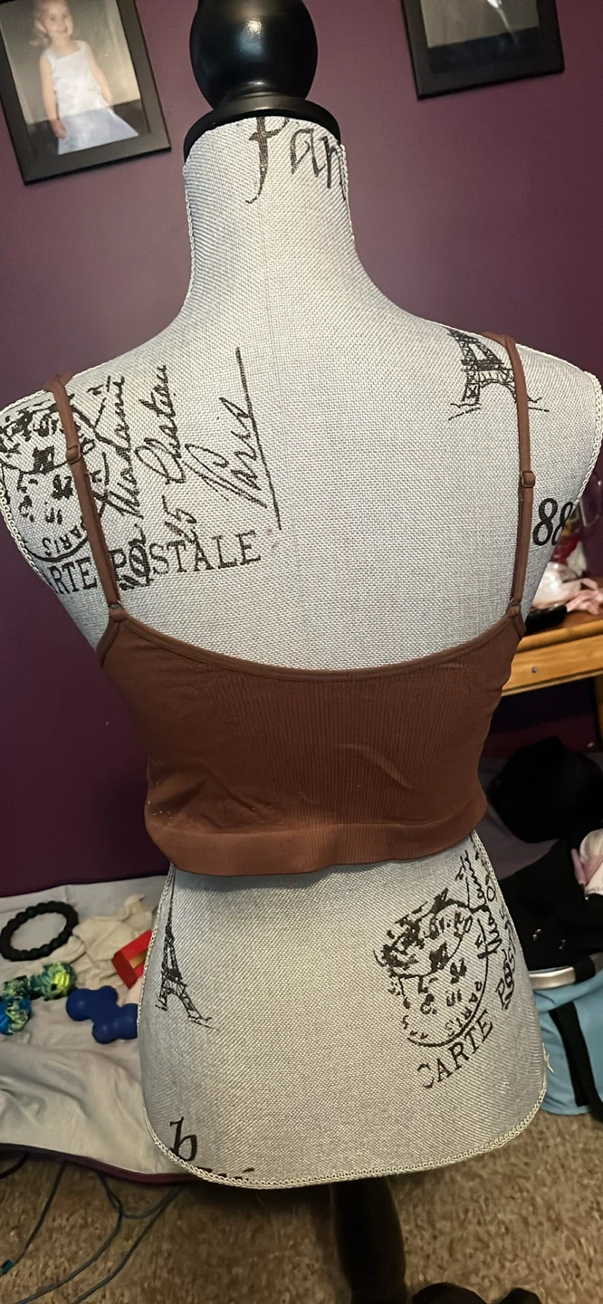 Brown Ribbed Crop Tank Top - photo 2
