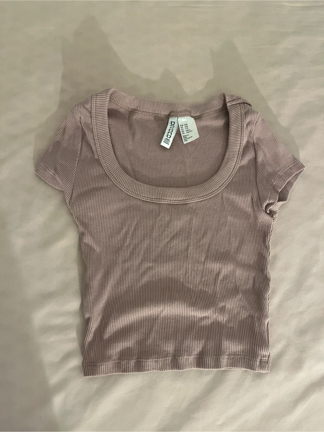 H&M Divided Ribbed Basic Crop Tops in Grey & Pink - photo 2