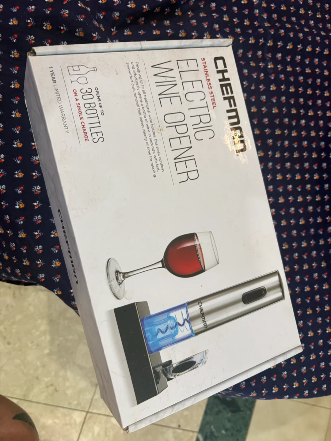 Chefman Stainless Steel Electric Wine Opener