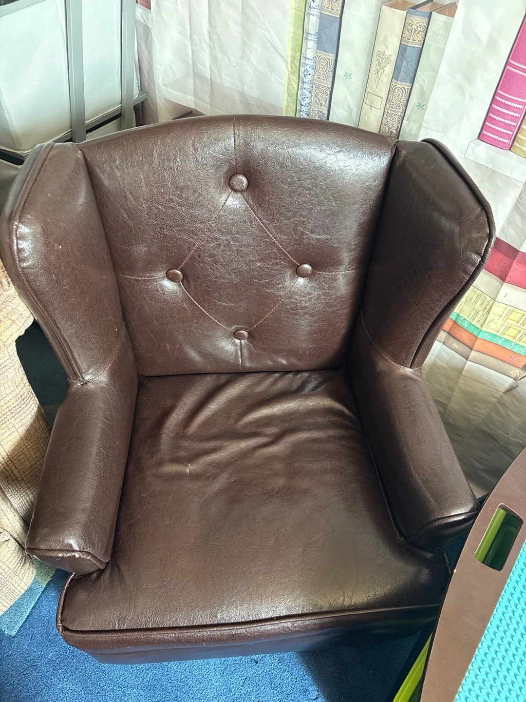 CHILD SIZE Brown Faux Leather Wingback Accent Chair - photo 5