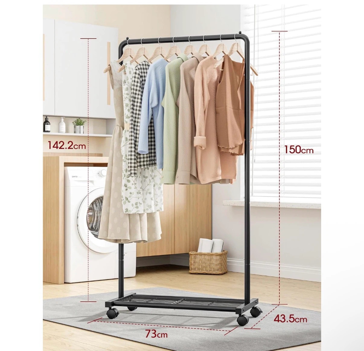 Black Rolling Clothes Rack - photo 2