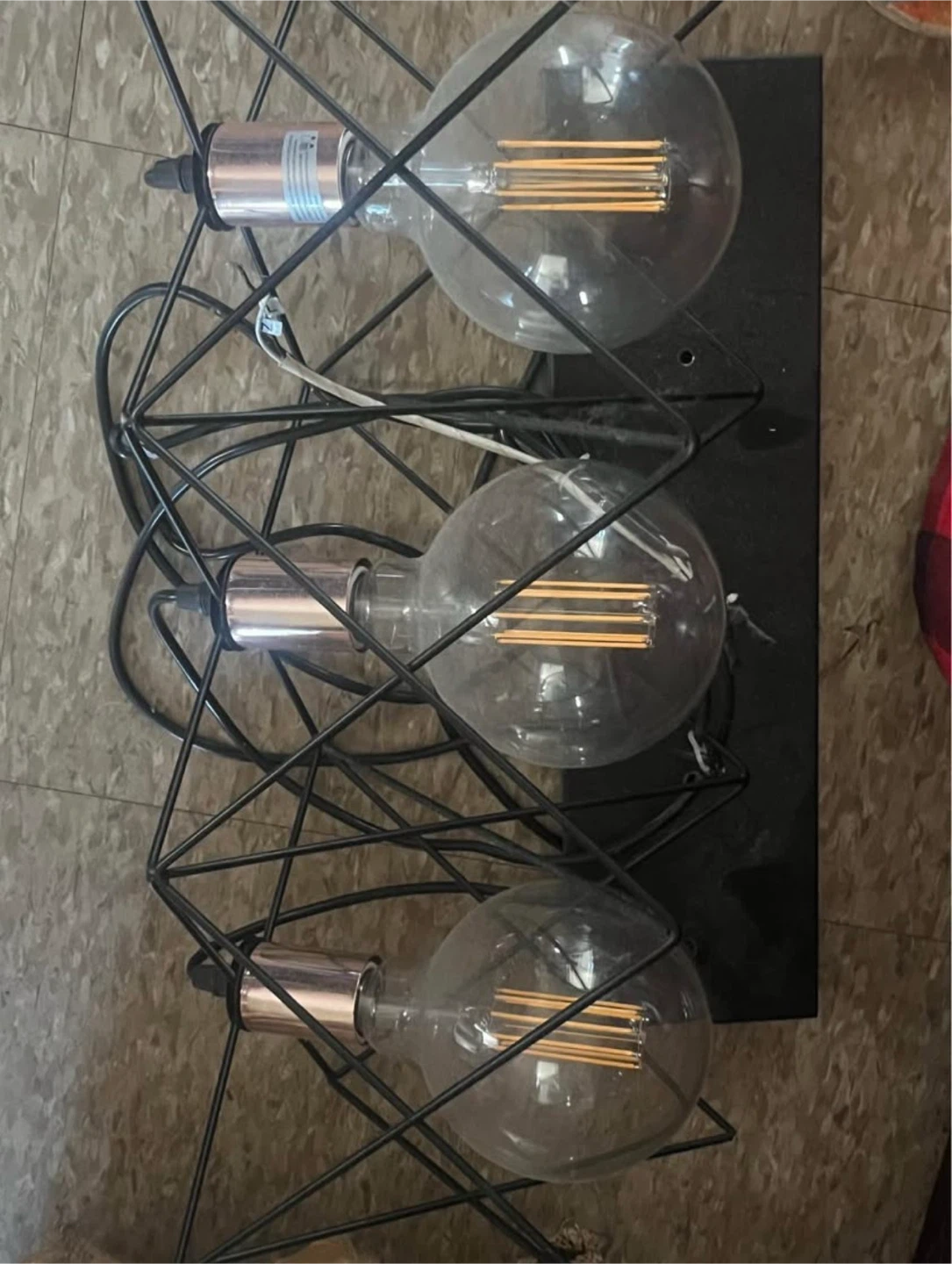 Black Metal Geometric 3-Light Fixture
