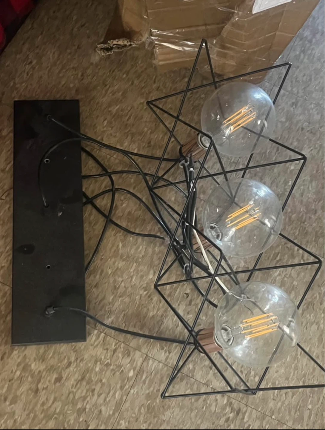 Black Metal Geometric 3-Light Fixture - photo 2