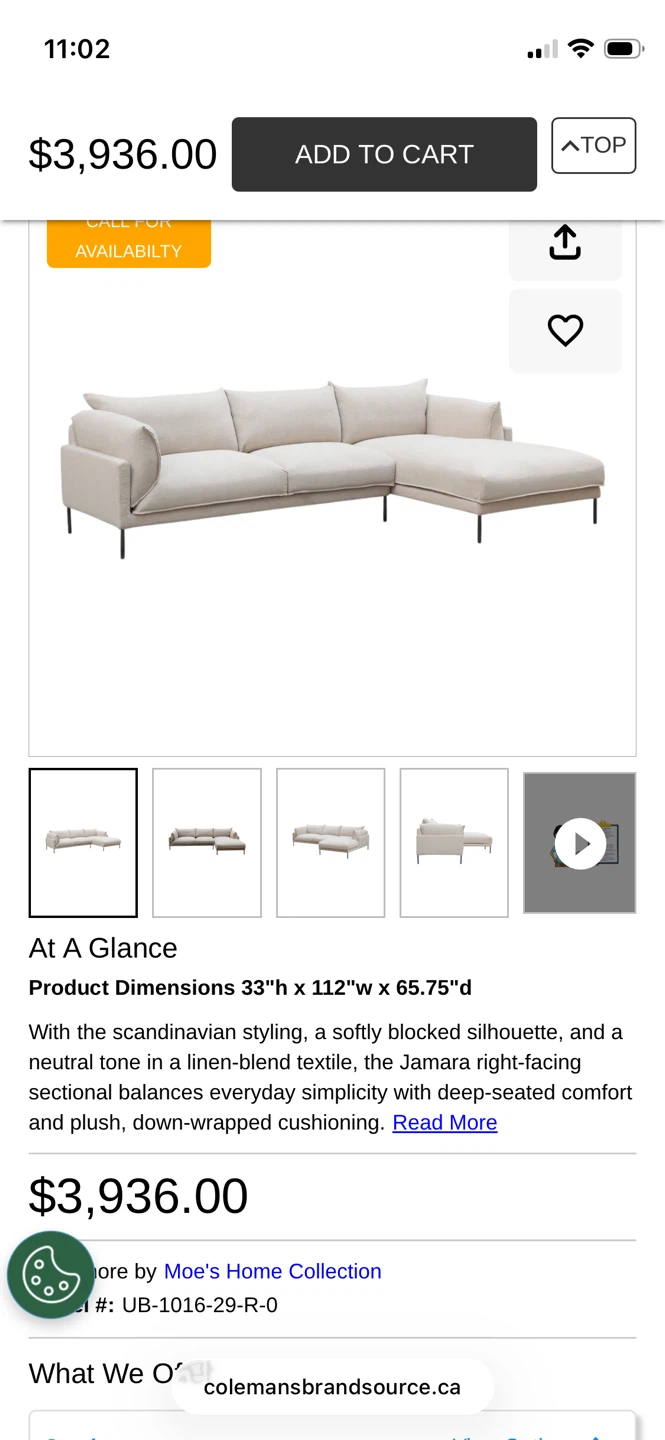 Moe's Home Collection Jamara Sectional Sofa - photo 2