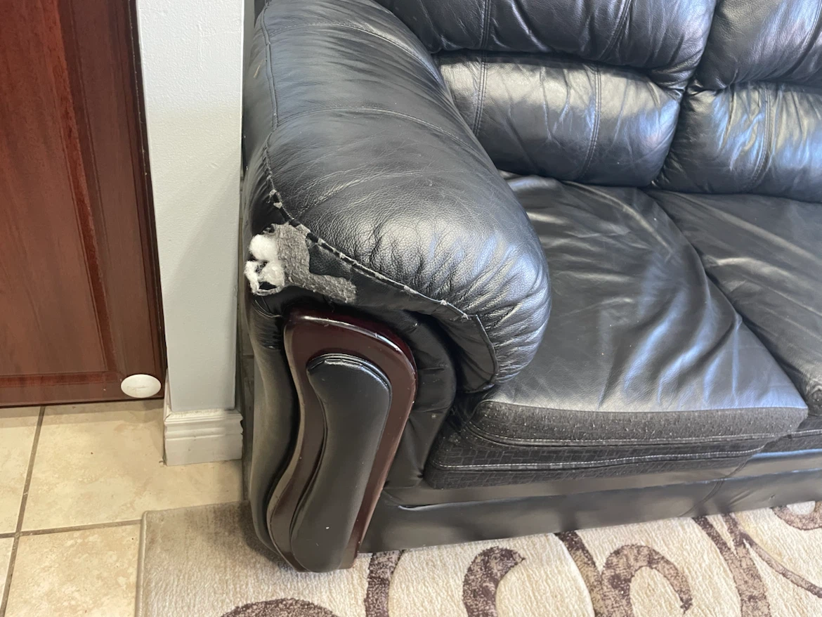 Black Leather Sofa - photo 3