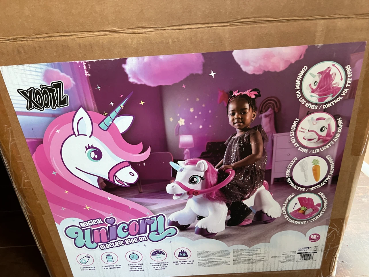 Xootz Magical Unicorn Electric Ride-On Toy 6V Battery Powered