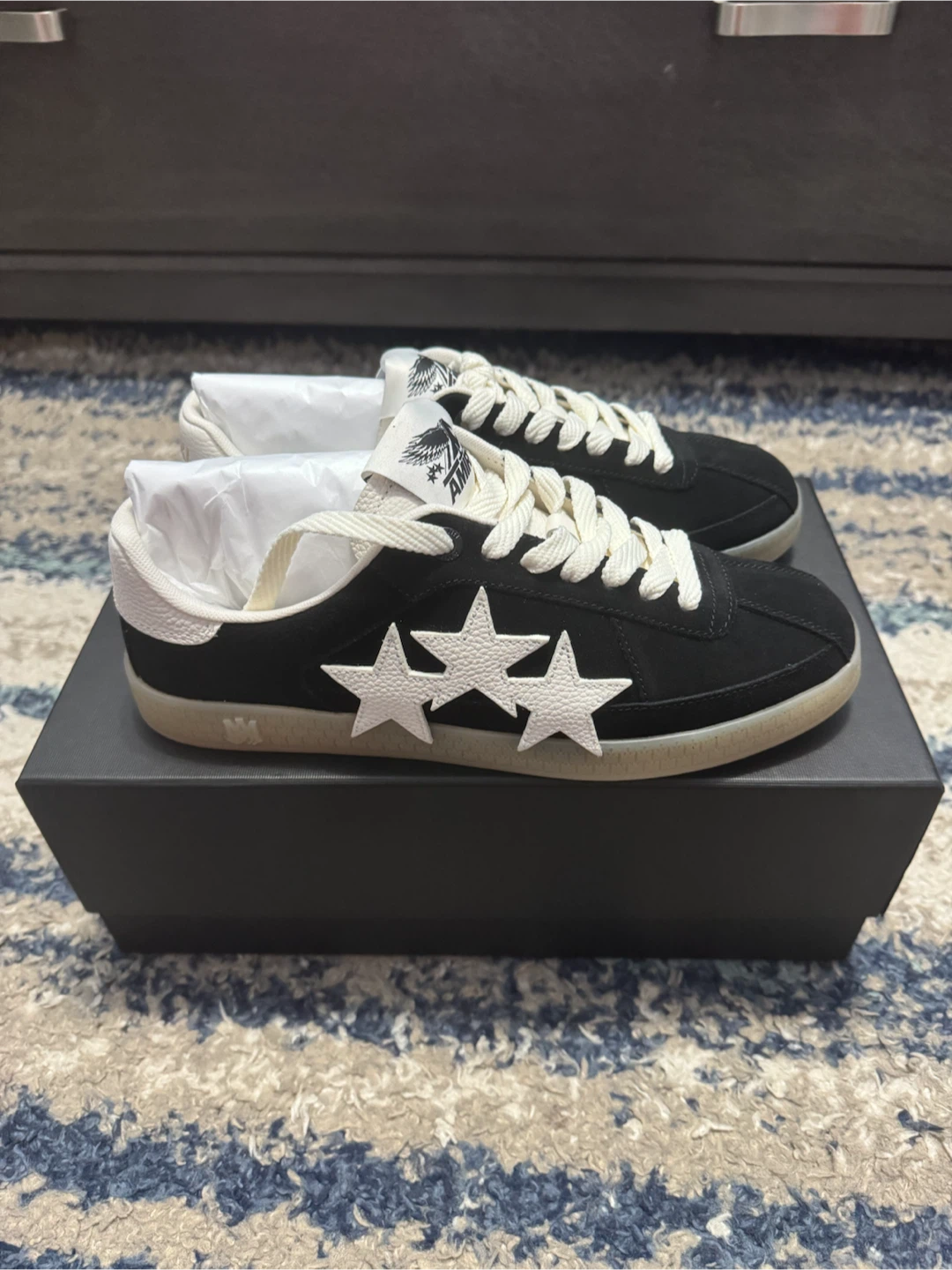 Amiri Black Suede Star Sneakers US 9
