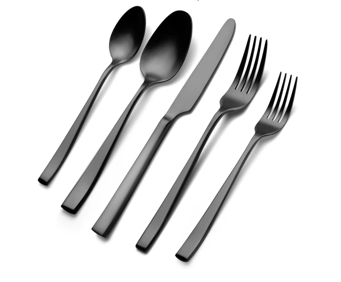40-Piece Matte Black Stainless Steel Silverware Set
