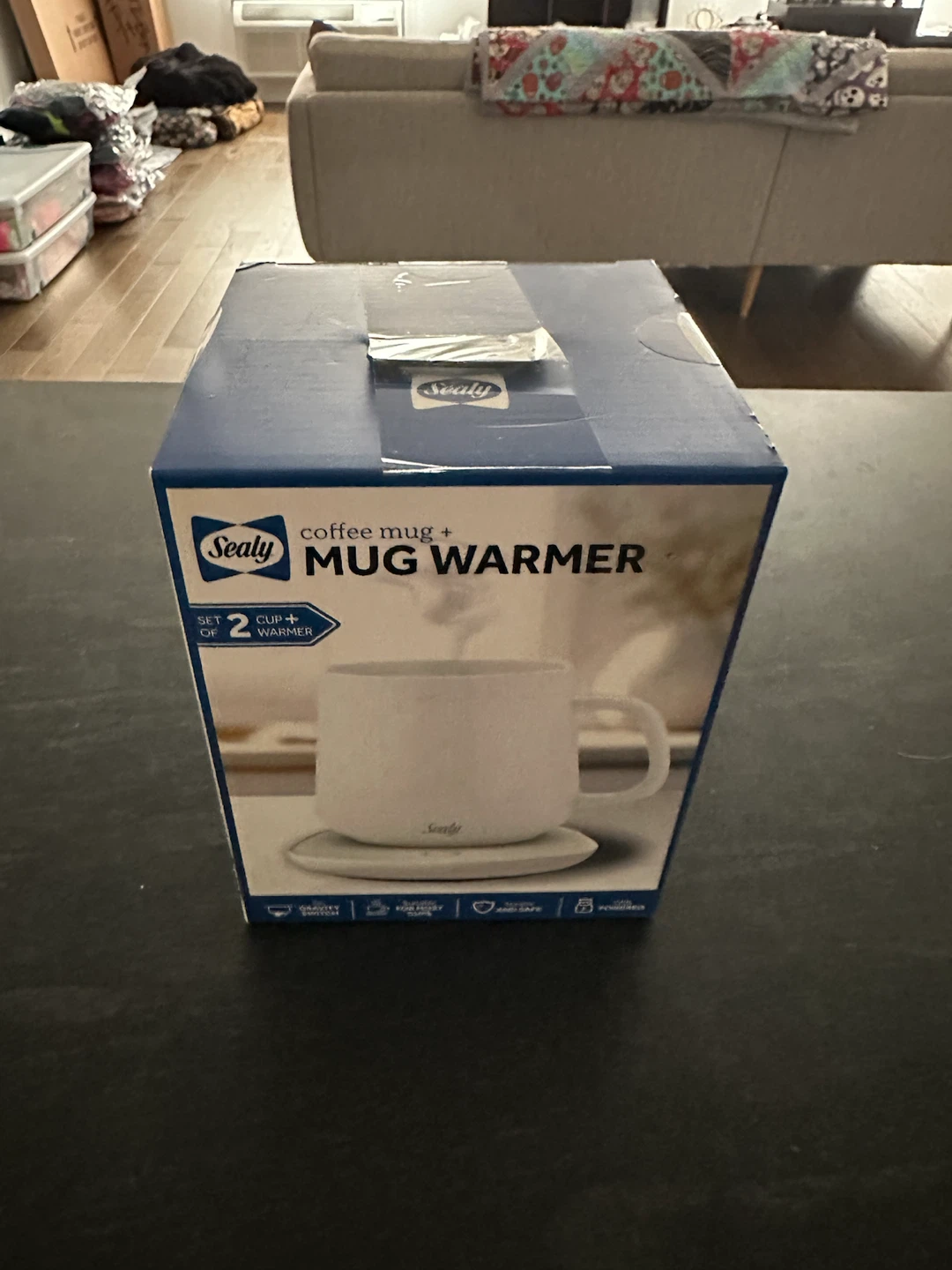 Brand New Sealy Coffee Mug + Mug Warmer Set