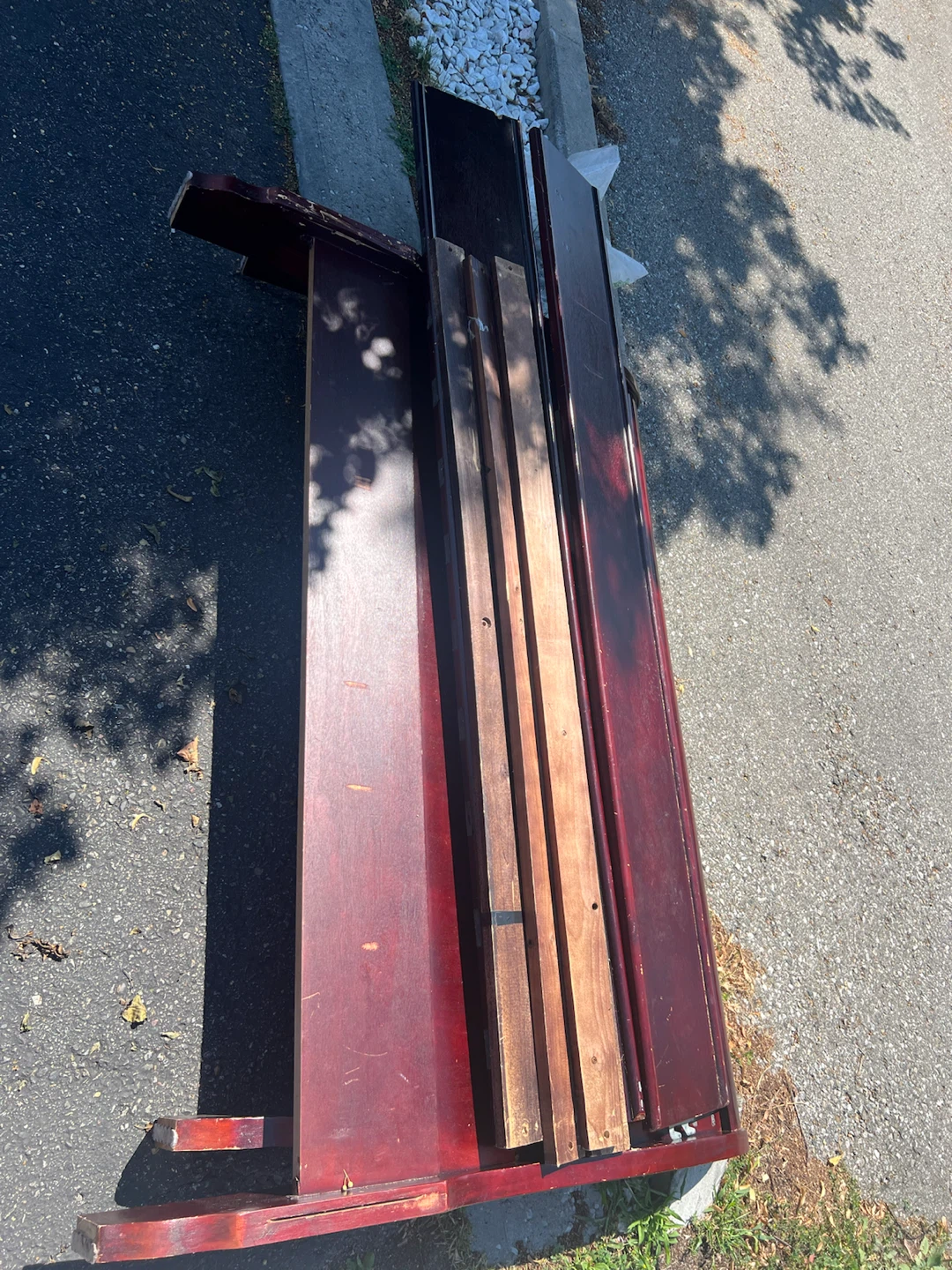 Dark Red Wood Bed Frame