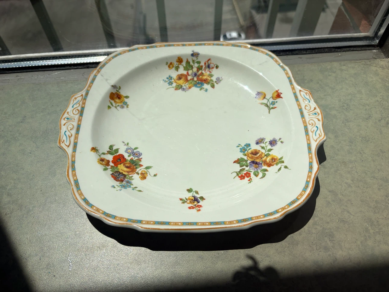 W.H. Grindley & Co. "Ivory" Floral Cake Plate