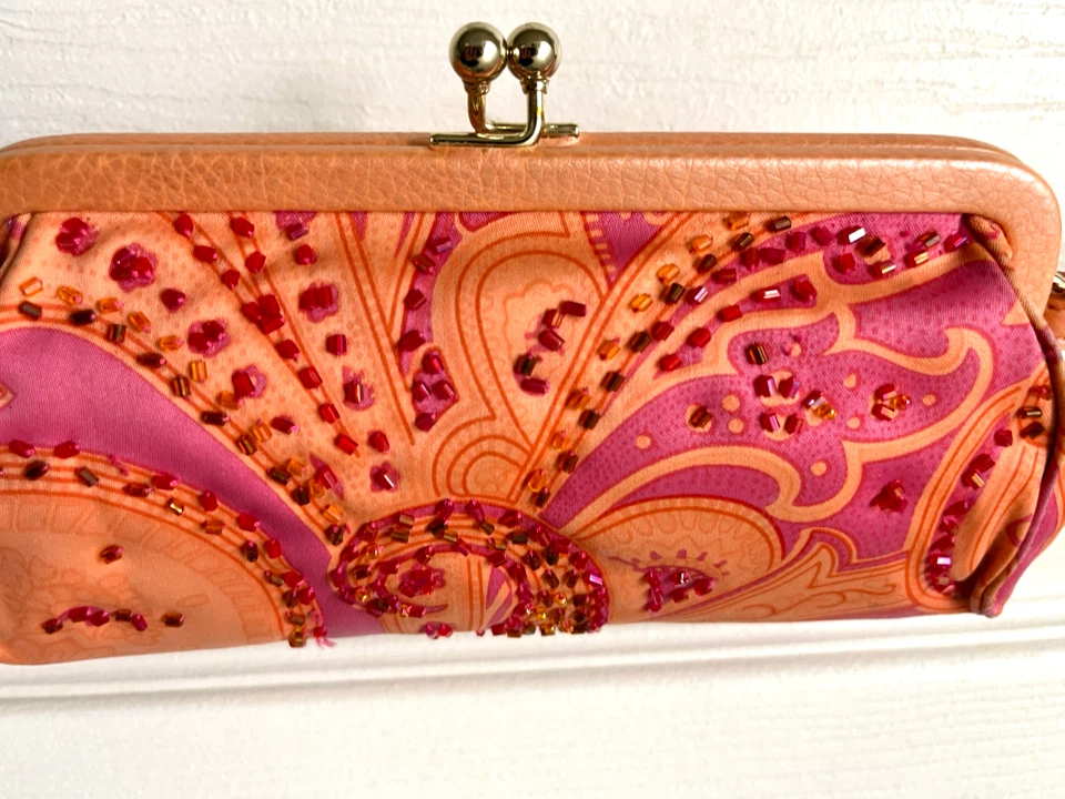 Pink and Orange Beaded Clutch Purse - photo 2
