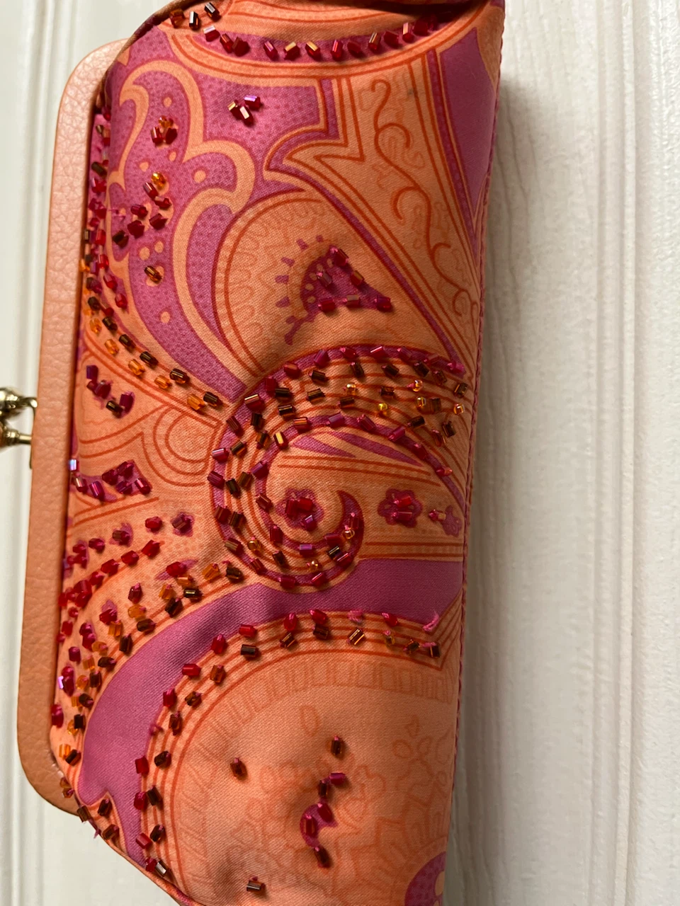 Pink and Orange Beaded Clutch Purse - photo 3