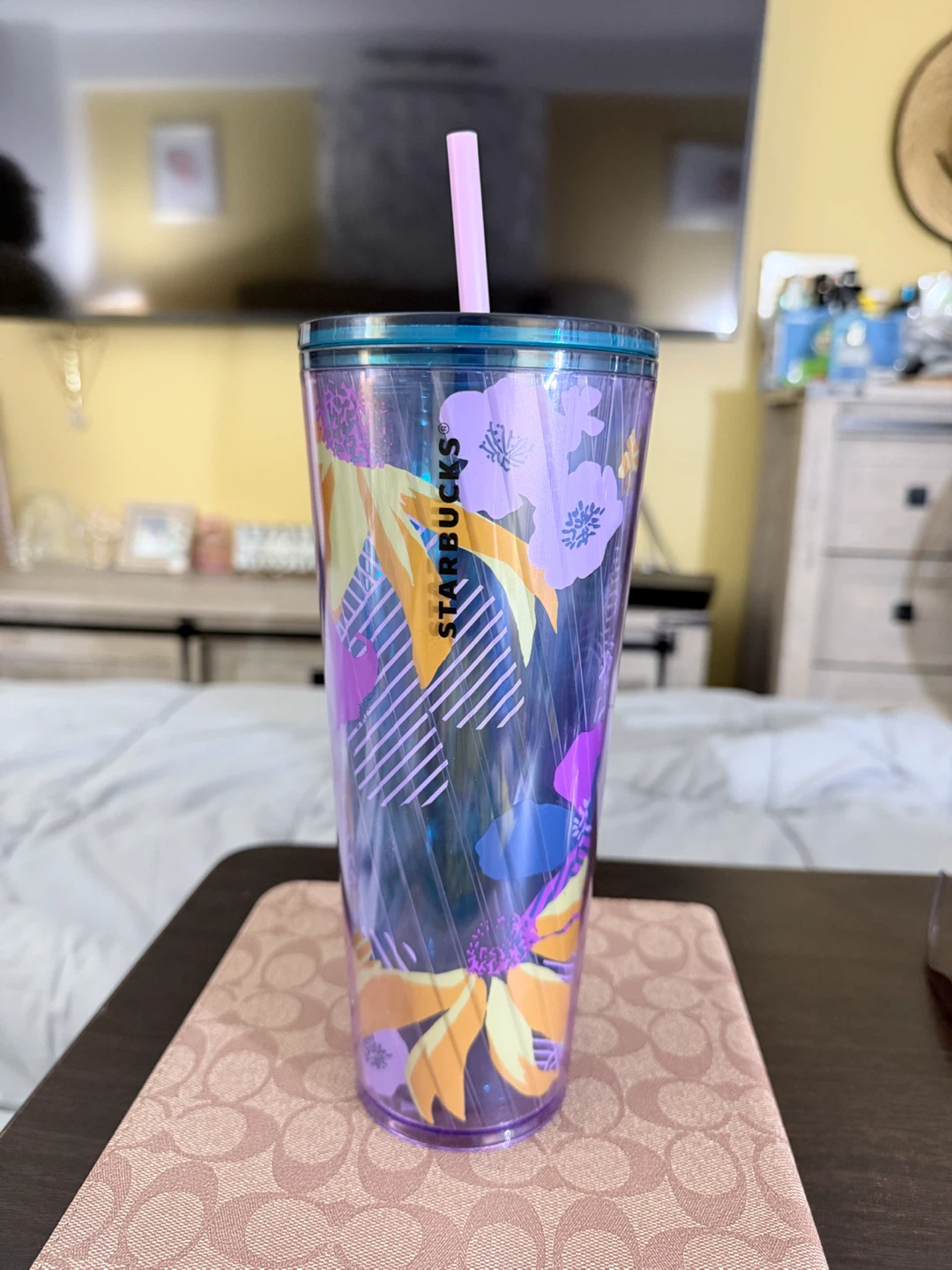 Starbucks Floral Tumbler with Straw 24 oz