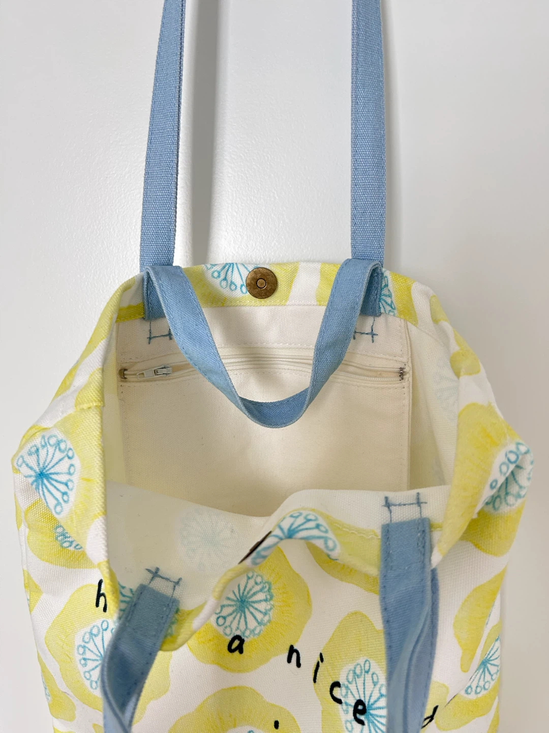Canvas Tote Bag with Floral Print - photo 2