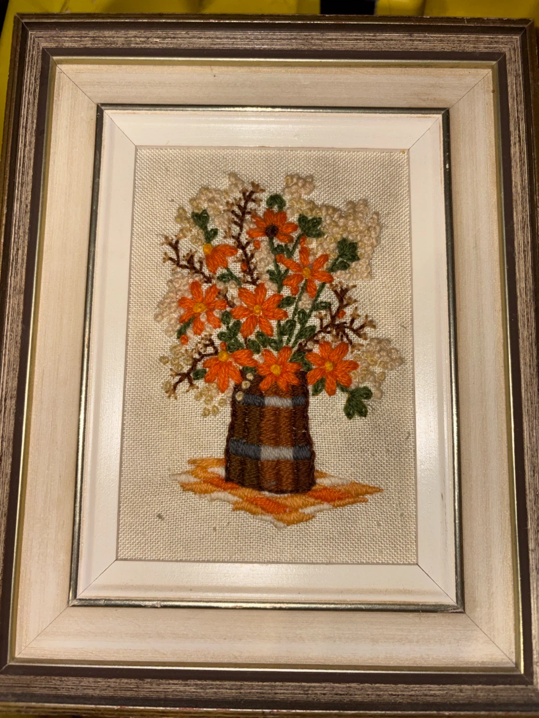 Framed Embroidery Art - Floral Arrangement