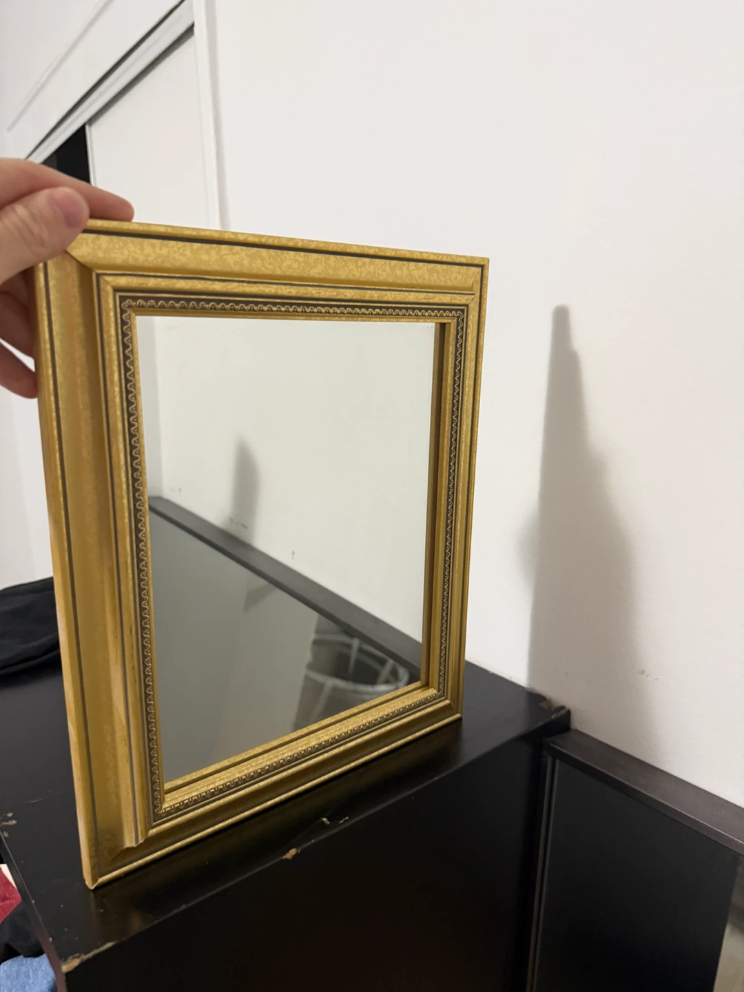 Vintage Gold Framed Wall Mirror - 10" x 12"