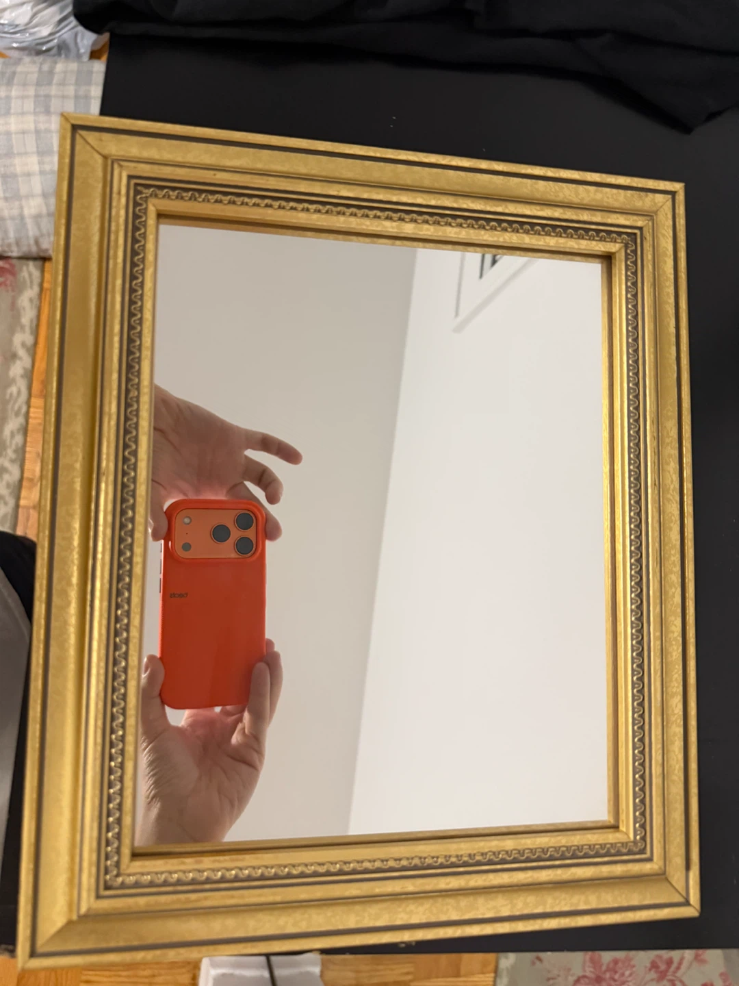 Vintage Gold Framed Wall Mirror - 10" x 12" - photo 3