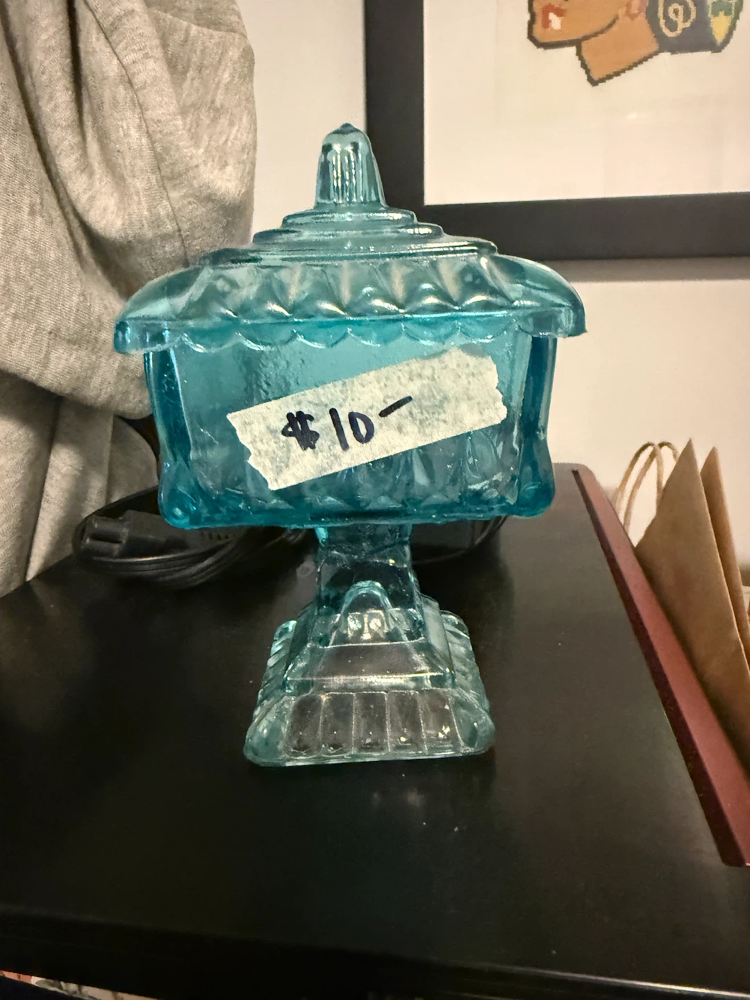 Vintage Blue Glass Candy Dish