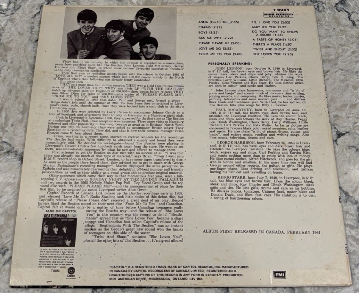 The Beatles Twist and Shout Record – Canadian Capitol T-6054 - photo 2