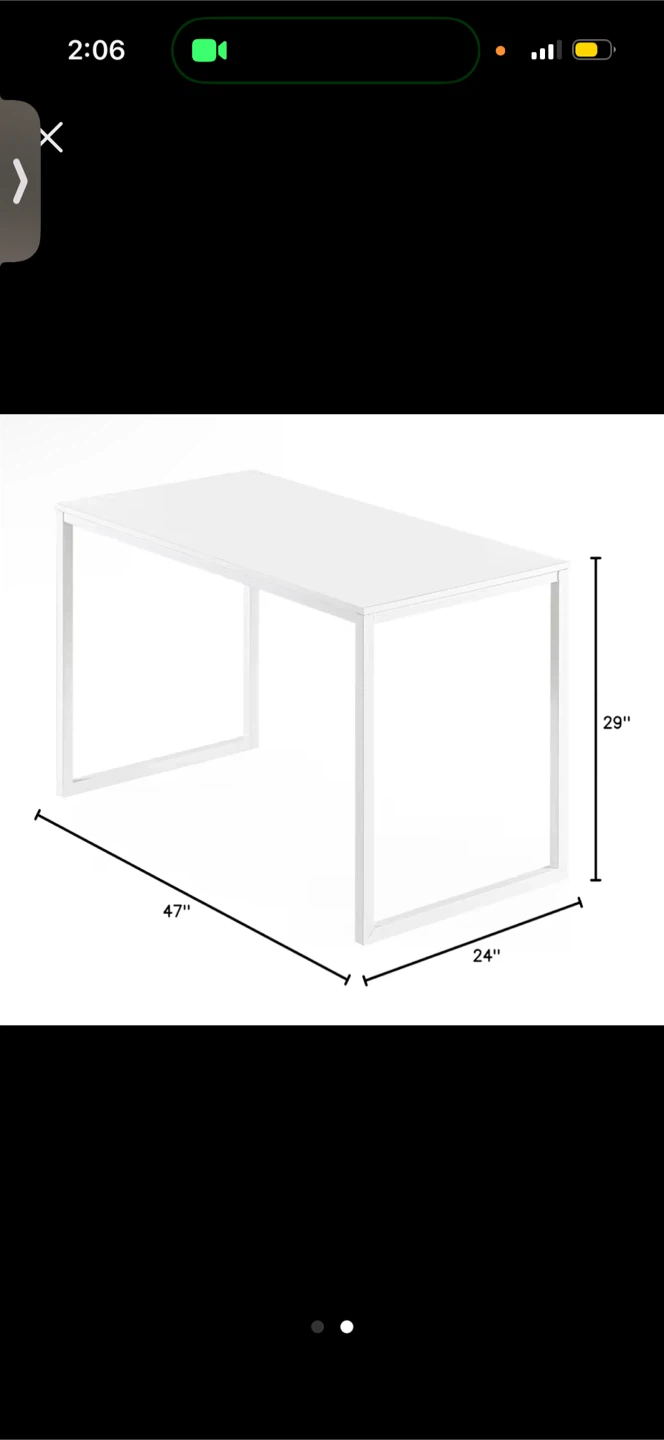 Zinus Jennifer 47 Inch White Frame Desk - photo 2