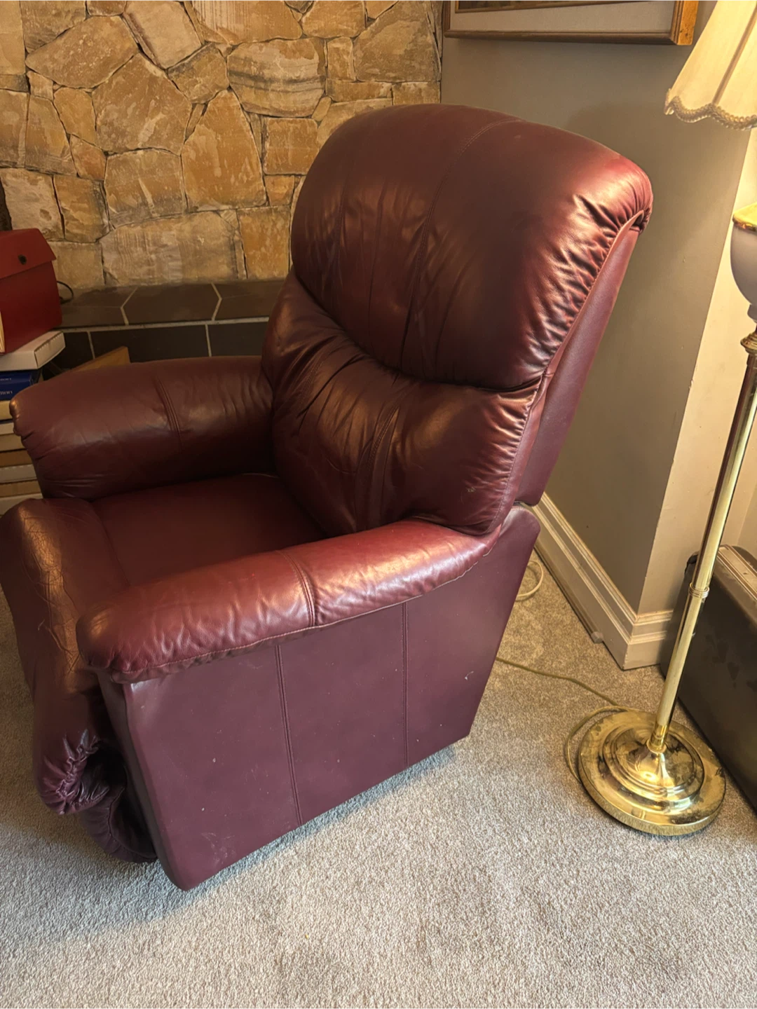 Burgundy Leather Recliner Chair - photo 2