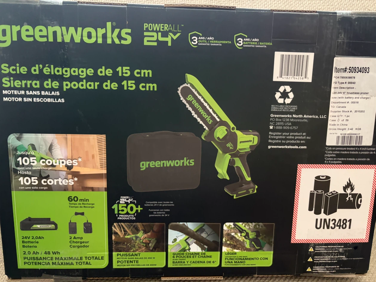 Greenworks 24V 6" Brushless Pruning Saw Kit - photo 2
