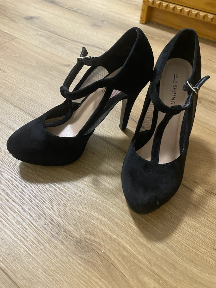 Call It Spring Black High Heel T-Strap Pumps