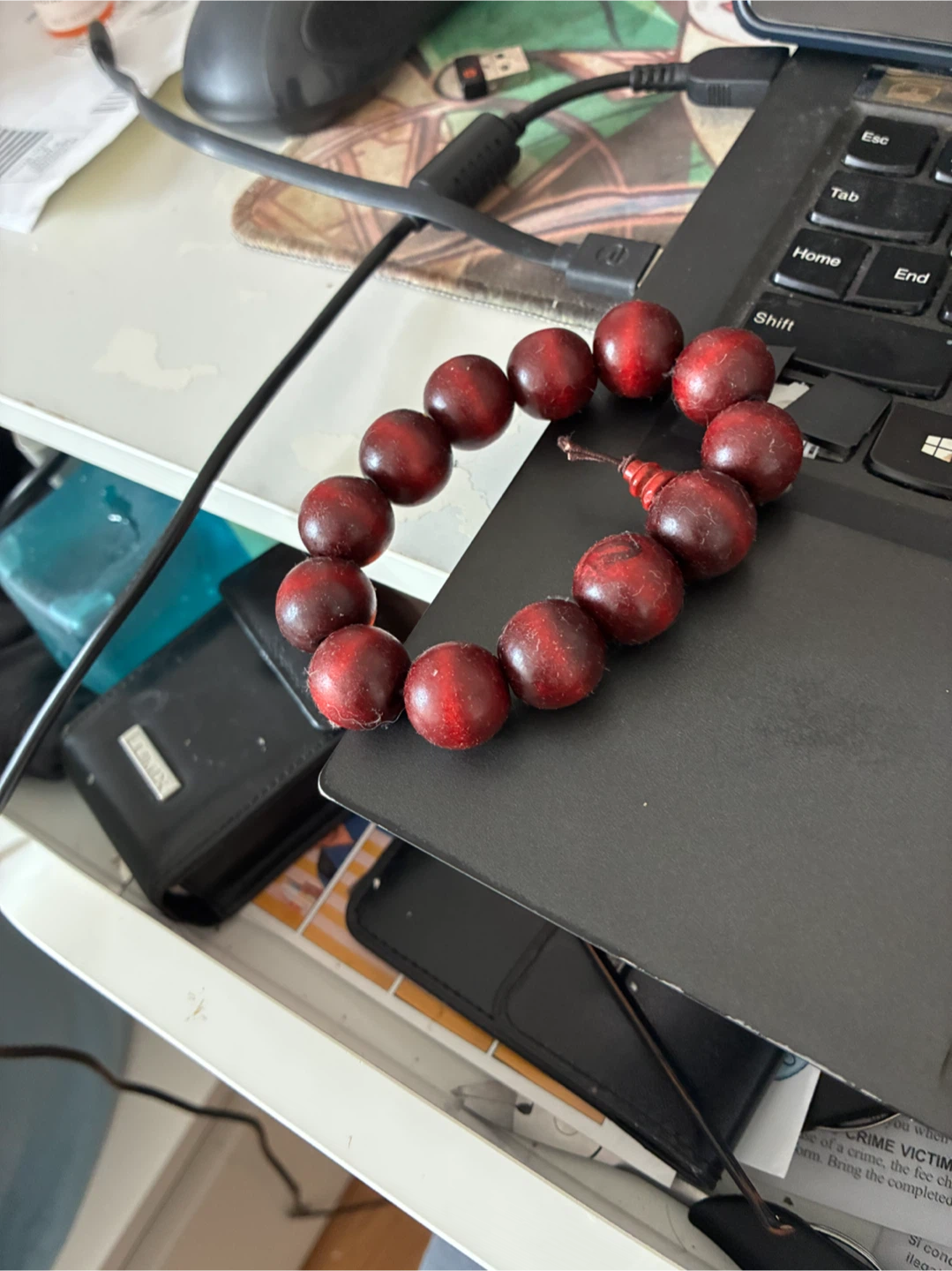 Red Wooden Beaded Bracelet