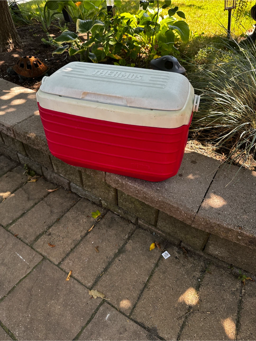 Red & white Thermos hard‑shell cooler in great condition.
