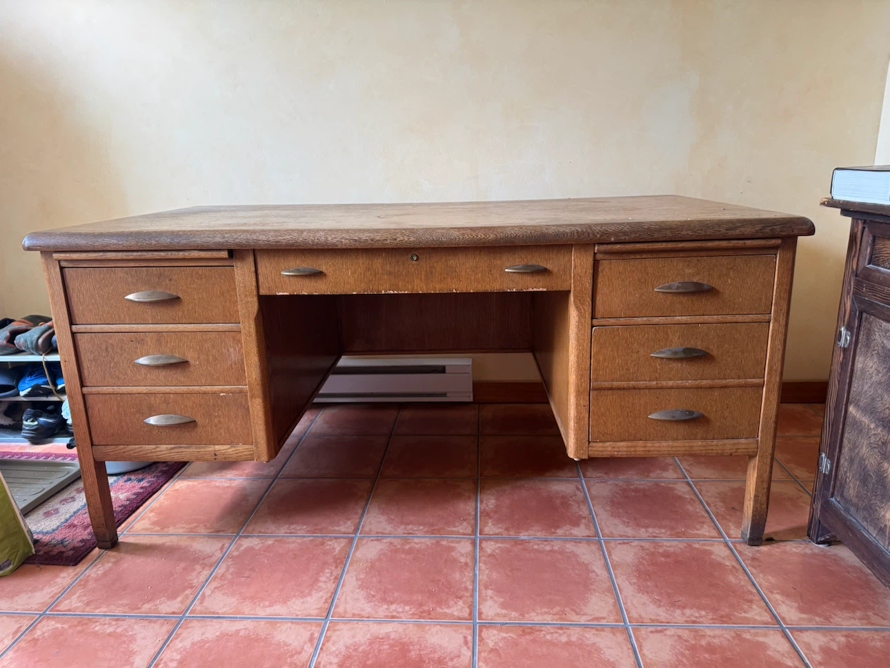 Vintage Wooden Desk with Chair - photo 3