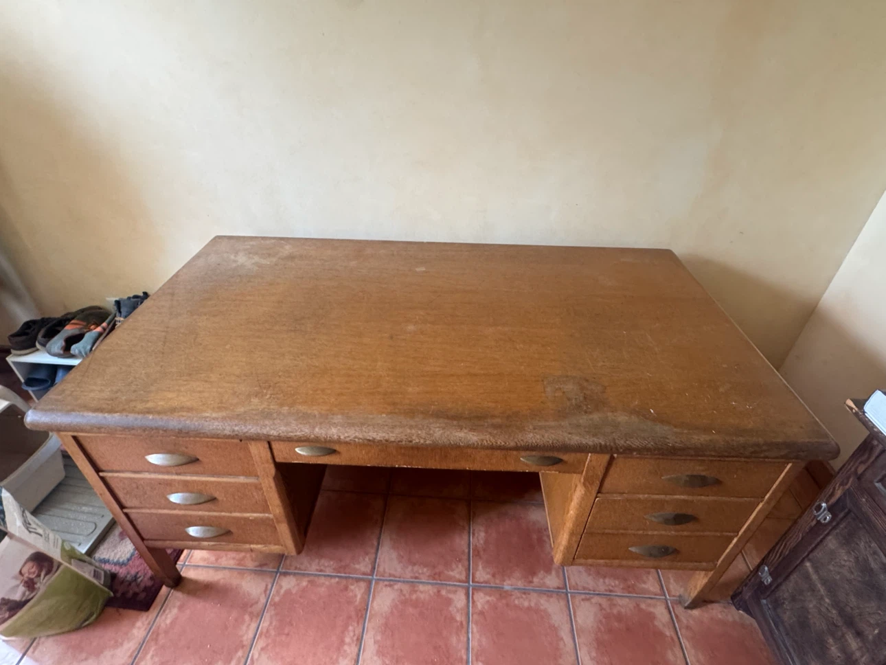 Vintage Wooden Desk with Chair - photo 4