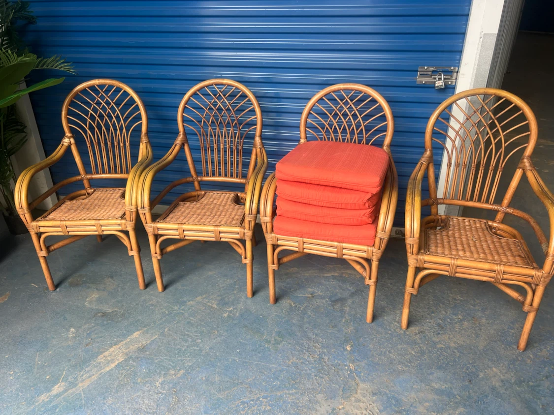 Vintage Rattan Accent Chair with Cushions