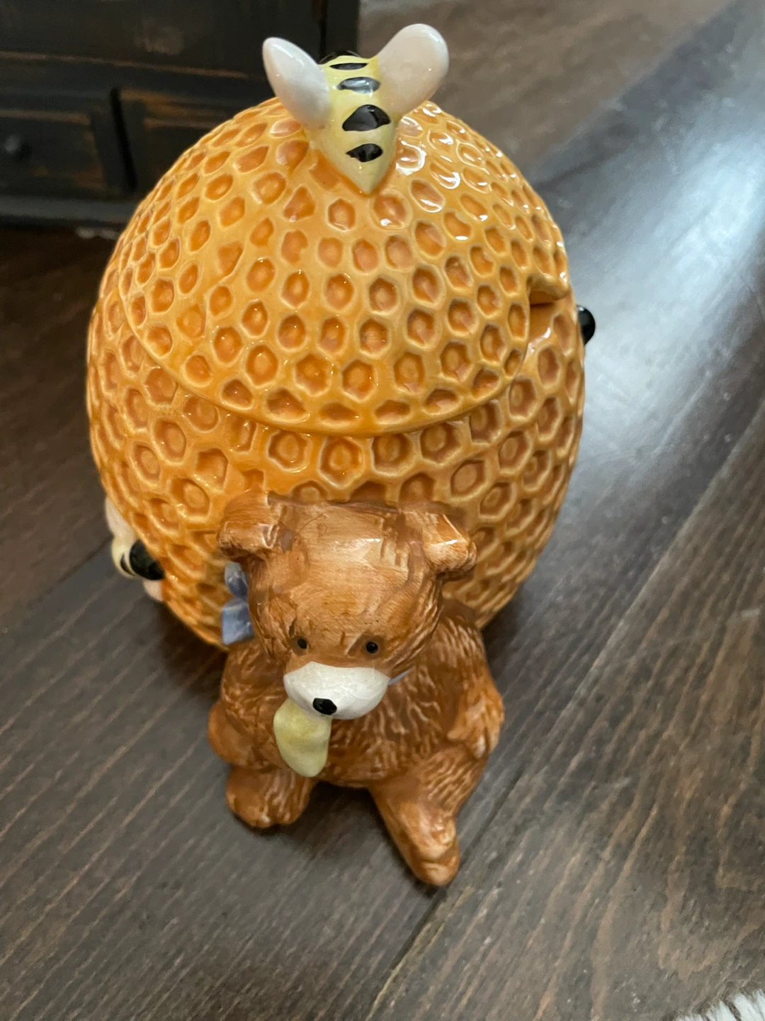 Honey Pot with Bear Figurine