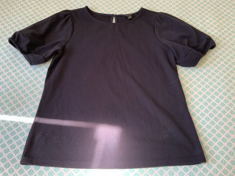 Navy Blue Puff Sleeve Top