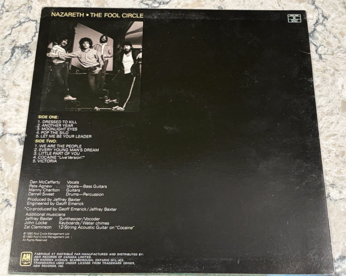 Nazareth The Fool Circle 1980 🇨🇦 Pressing A&M (SP-4844) Record - photo 2