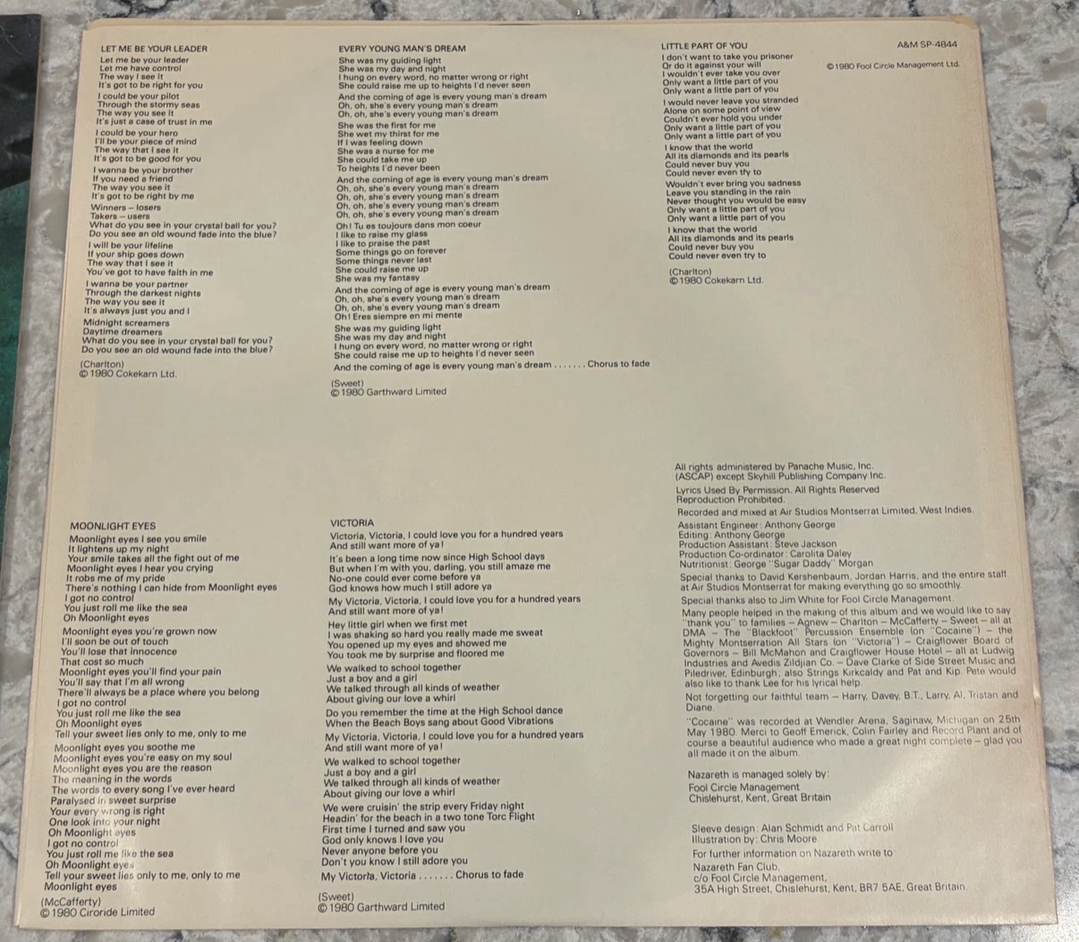 Nazareth The Fool Circle 1980 🇨🇦 Pressing A&M (SP-4844) Record - photo 3