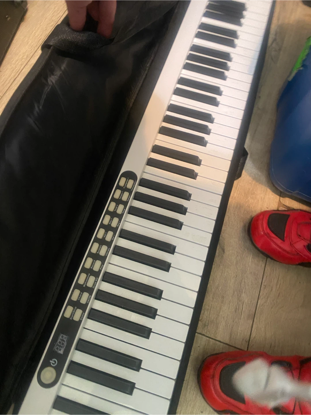 Black and White Portable Keyboard with Carrying Case