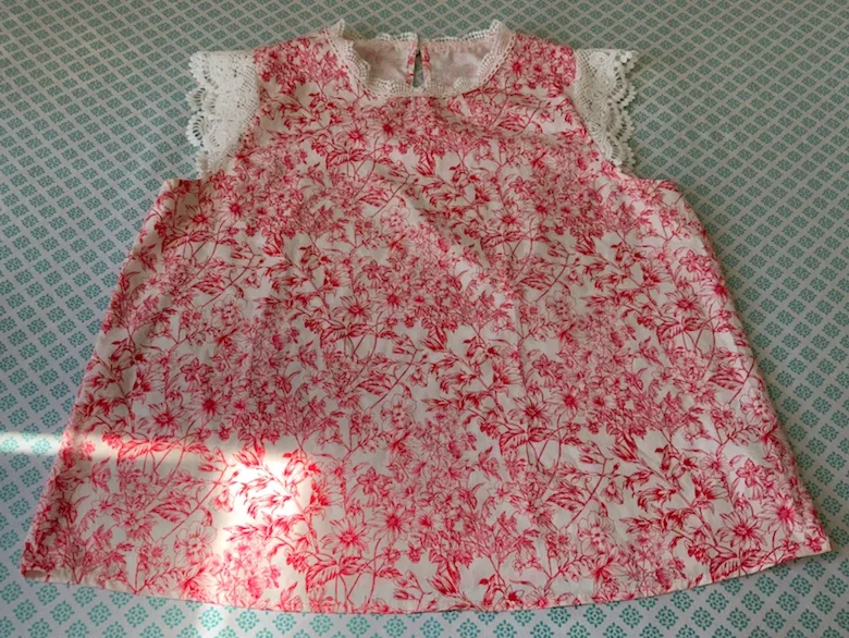 Floral Print Blouse with Lace Trim