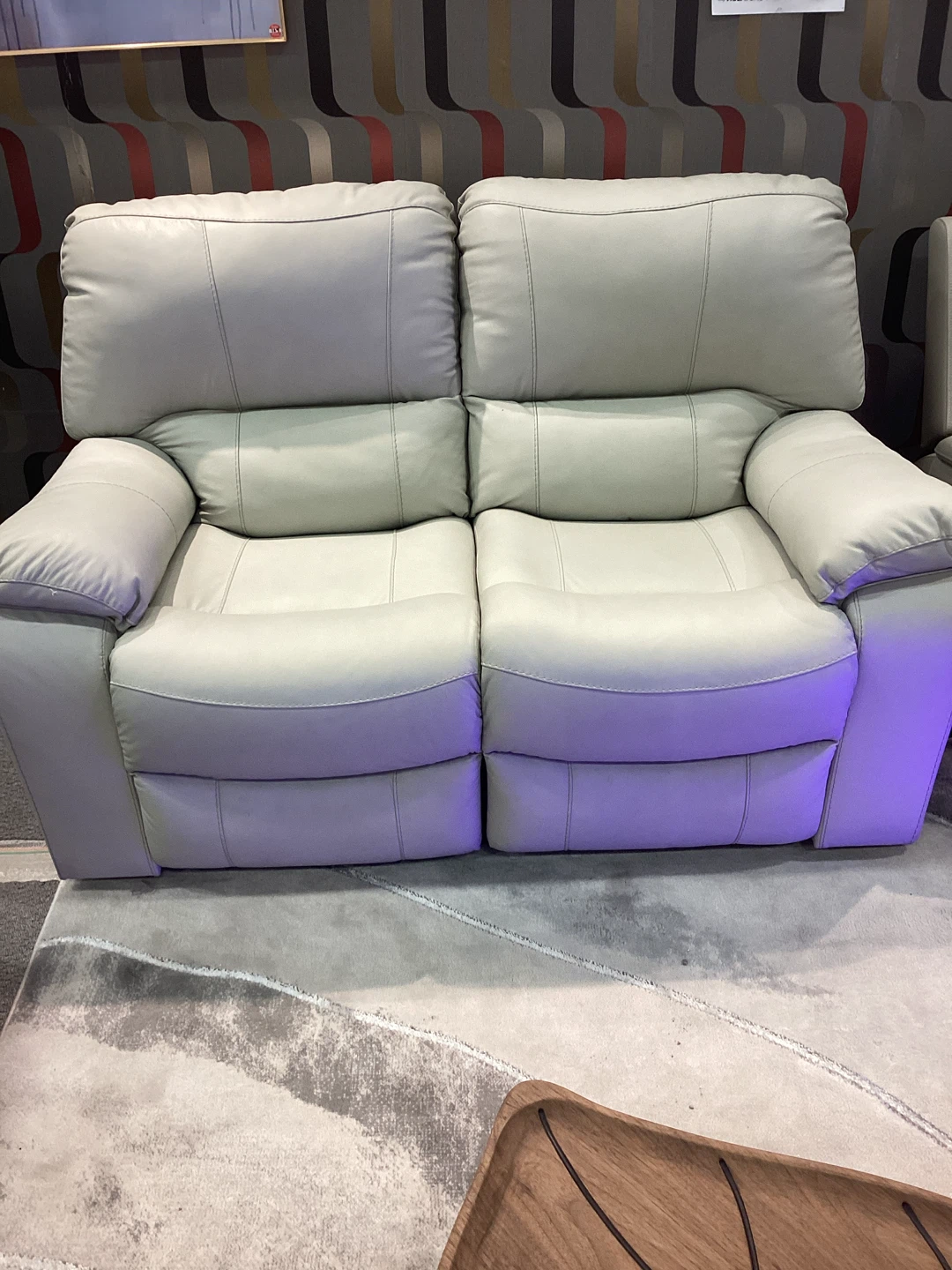 Light Grey Leather Loveseat Sofa