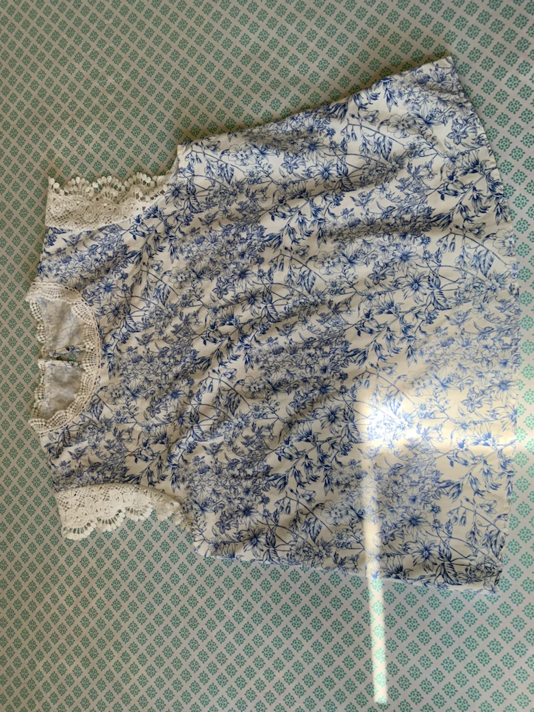 Floral top with lace trim