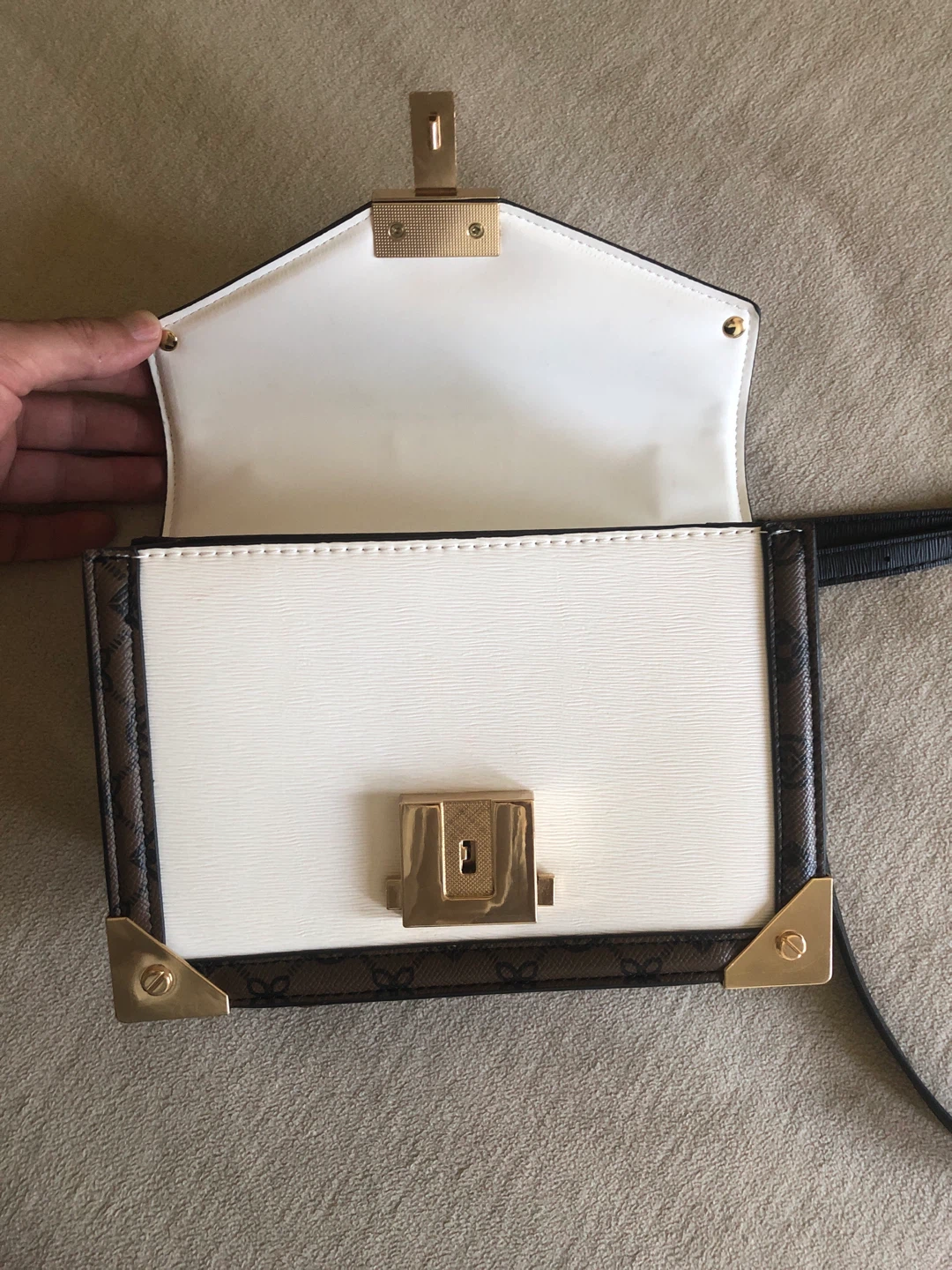 ALDO White and Brown Chain Strap Crossbody Bag - photo 2