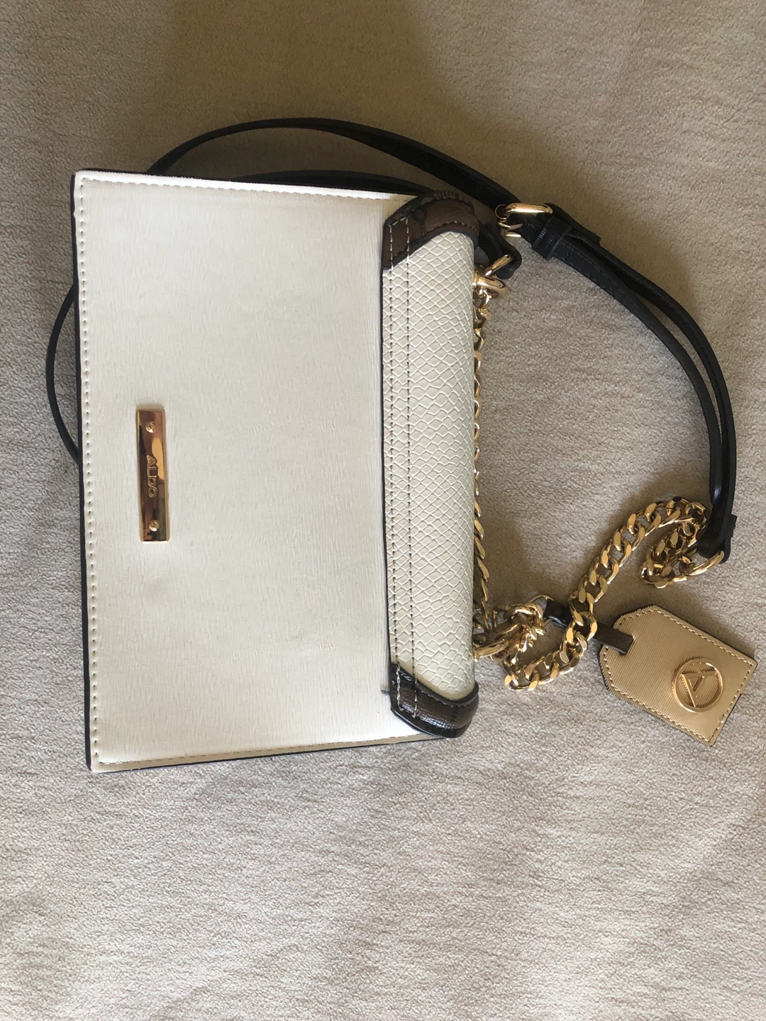 ALDO White and Brown Chain Strap Crossbody Bag - photo 3