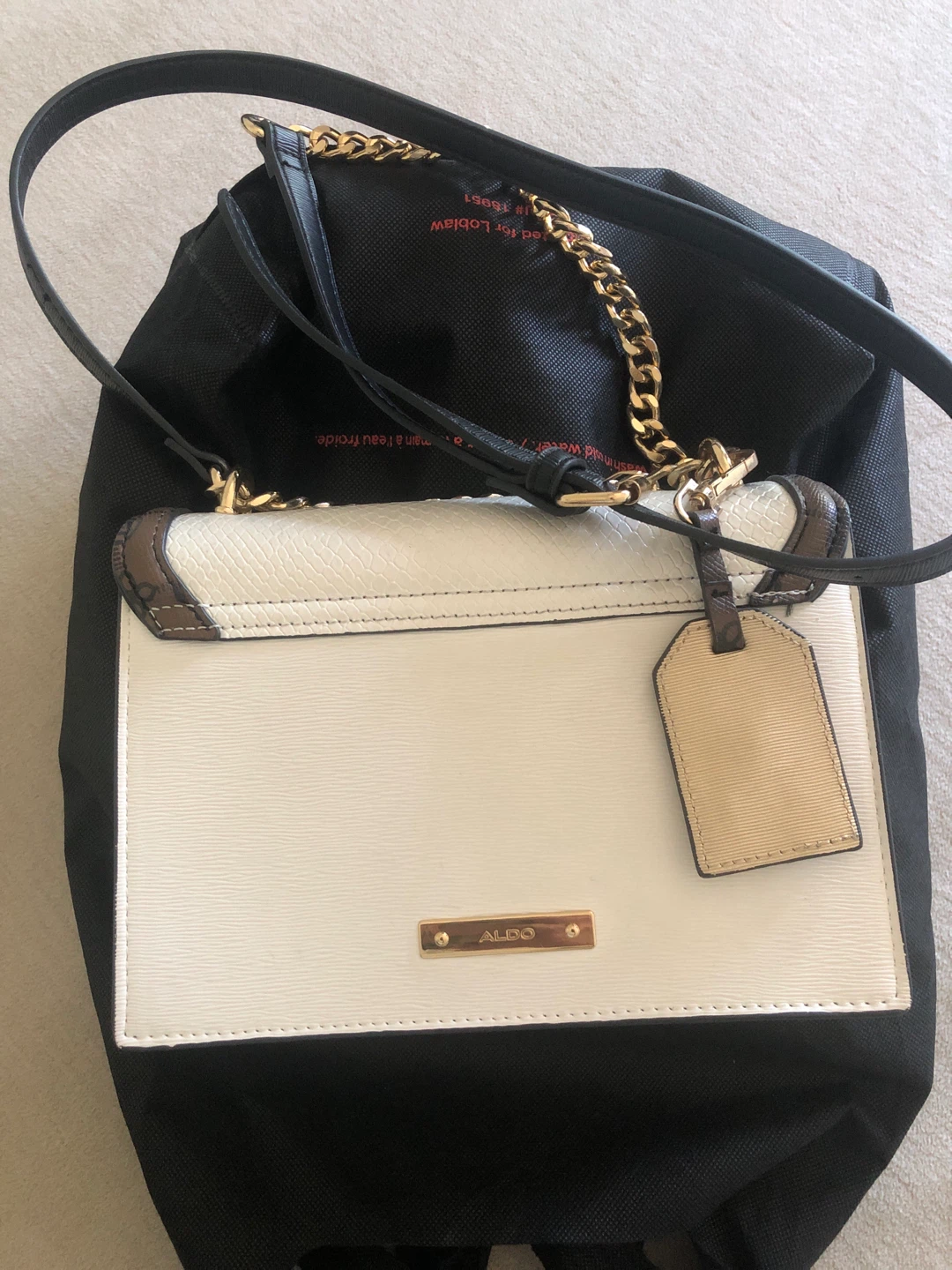 ALDO White and Brown Chain Strap Crossbody Bag - photo 4