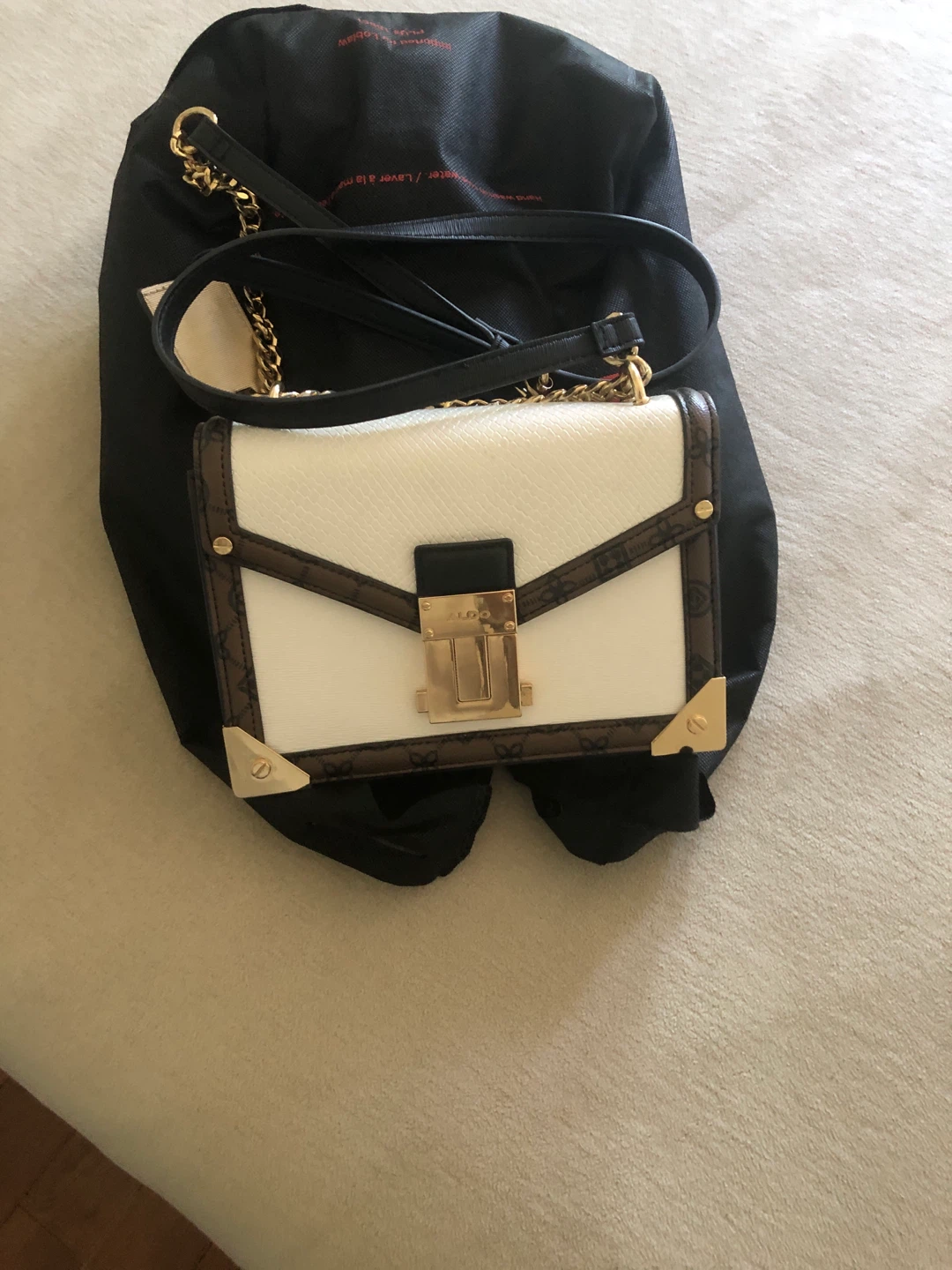 ALDO White and Brown Chain Strap Crossbody Bag - photo 5
