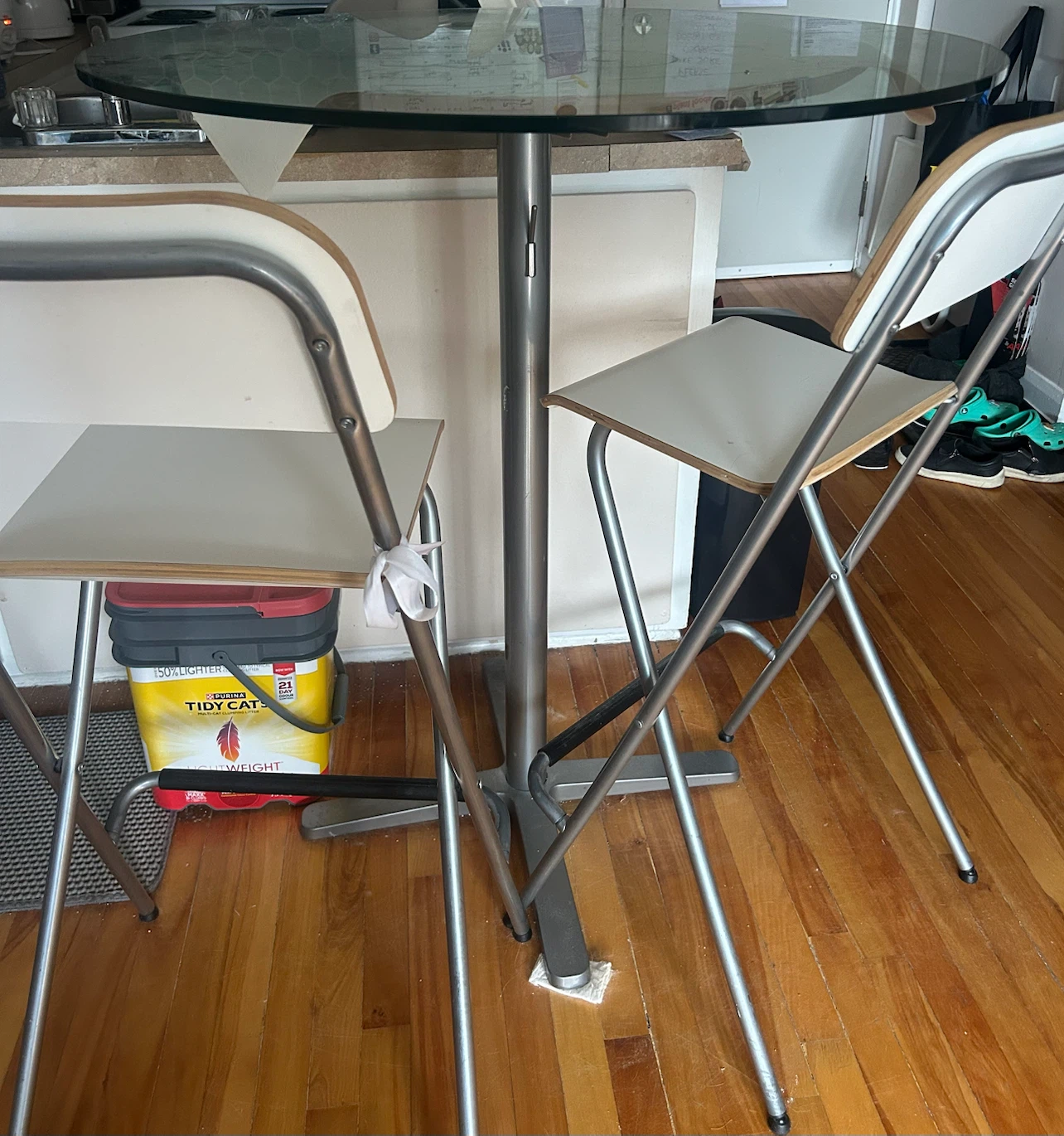 Glass Top Counter Height Table with 2 Chairs