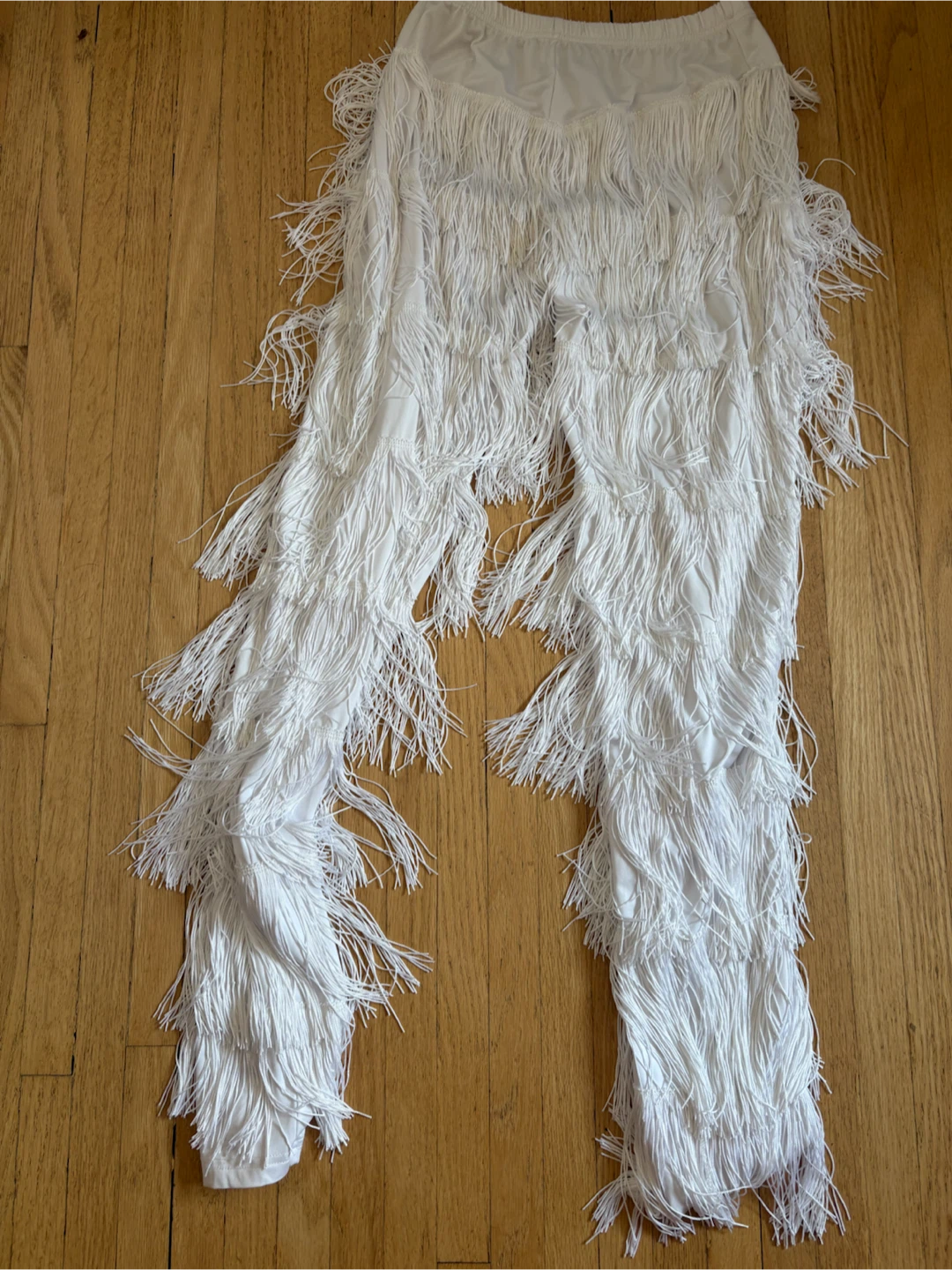 White Fringe Flapper Costume Pants and Bodysuit