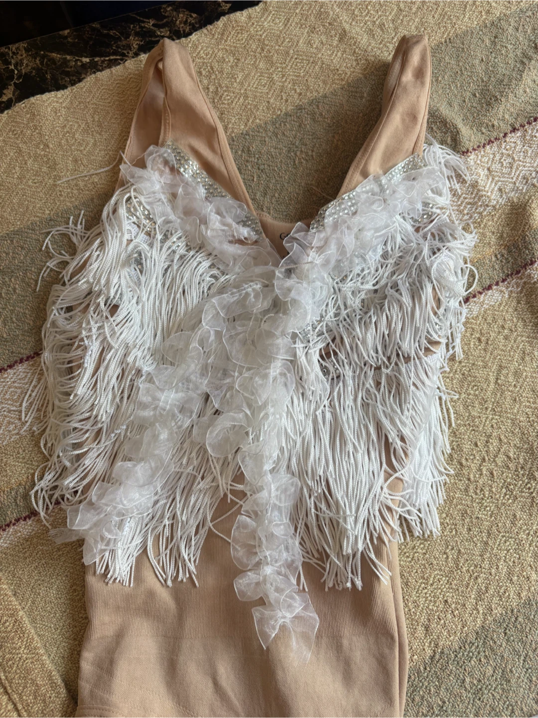 White Fringe Flapper Costume Pants and Bodysuit - photo 2