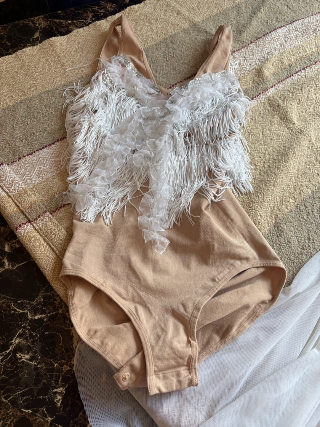 White Fringe Flapper Costume Pants and Bodysuit - photo 3